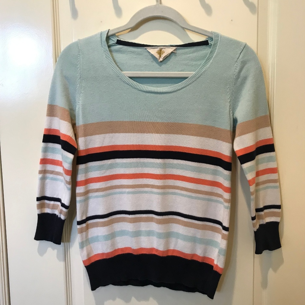 Anthropologie colorful striped 1/2 sleeve sweater shirt